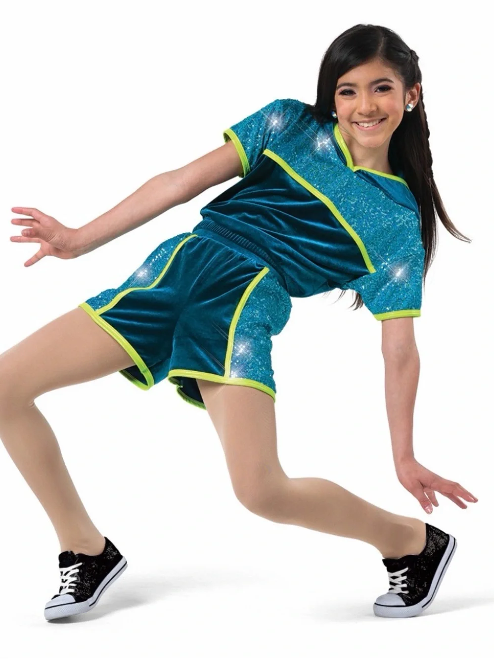 A Wish Come True “It’s Tricky” Dance Costume Set Turquoise Velvet LC